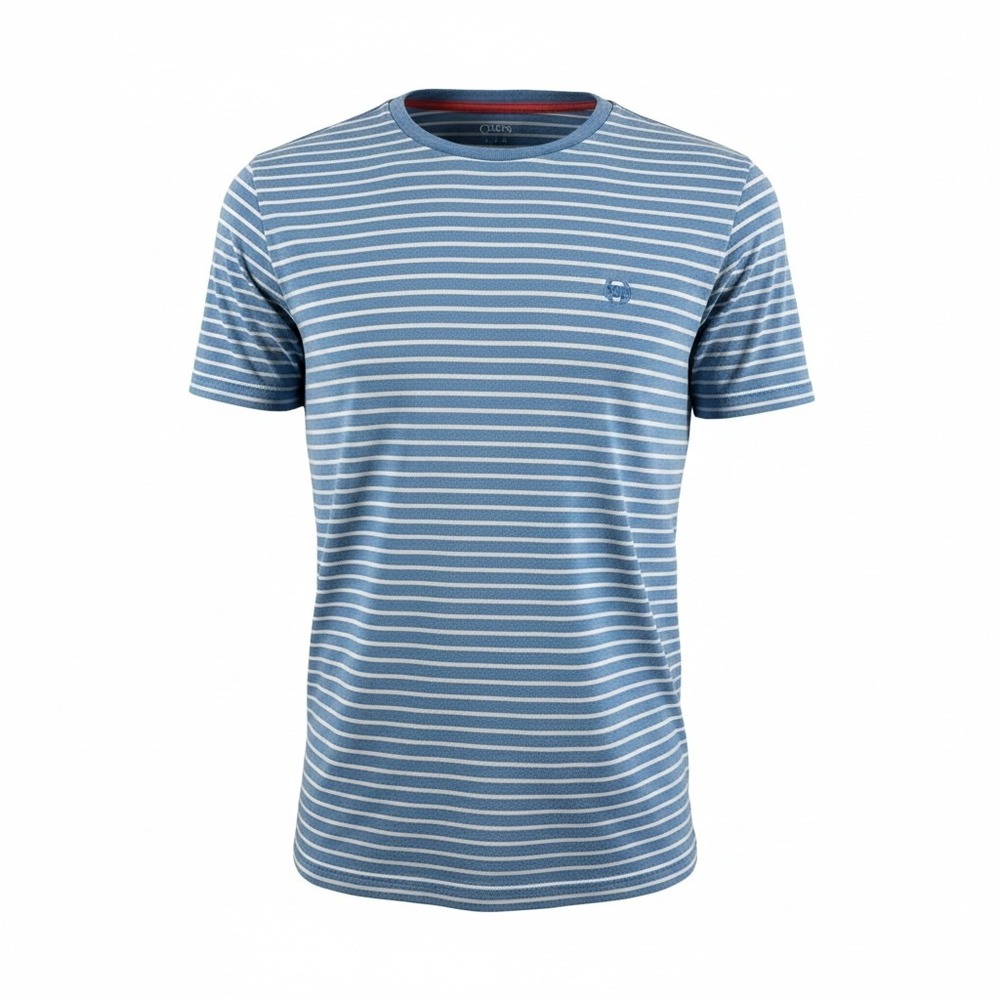 Chaps Striped T-Shirt Mens Large Blue Excellent Short Sleeve Cotton Logo Tee